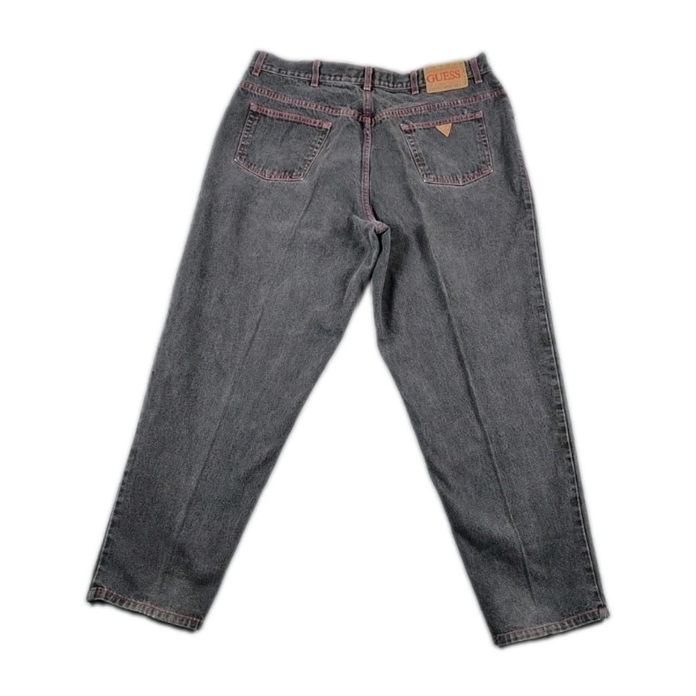 Guess Jeans Style 39075 Made In The USA Triangle Black Wash Red Stitching 38X31 - Picture 3 of 15